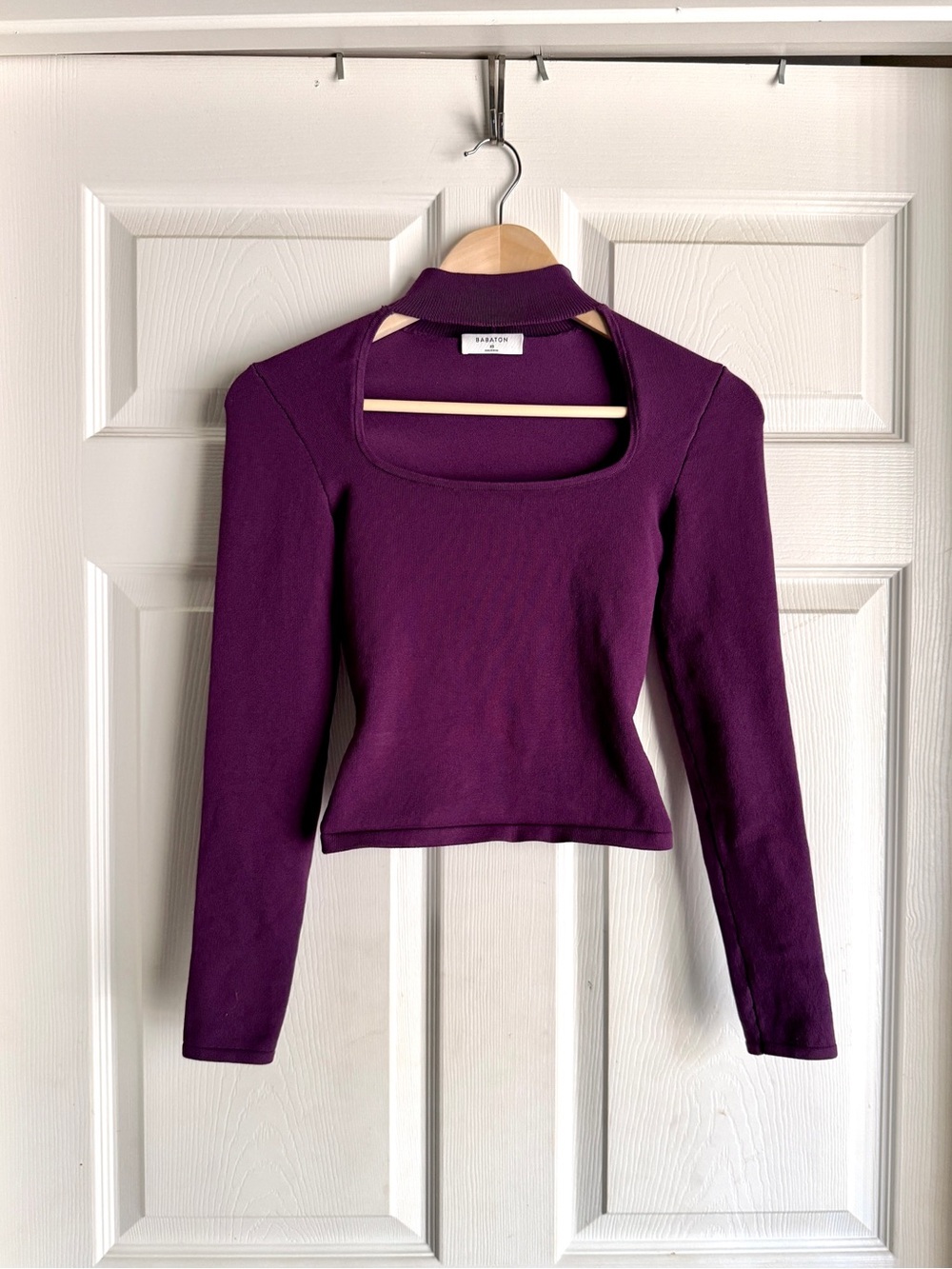 Aritzia ‘ Babaton ’ Purple Florine Sculpt Knit Long Sleeve Top size XS